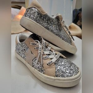 Kids Vintage Havana Silver and Beige Glitter Sneakers